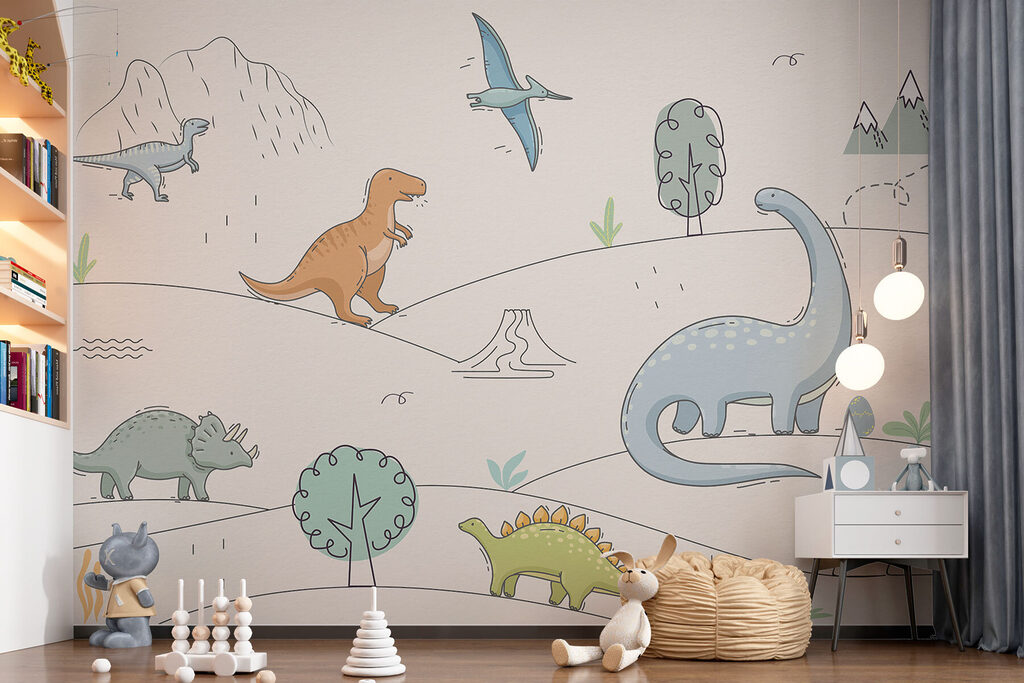 Dinosaury v jemných obrysoch — interiér 1