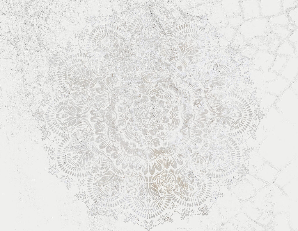Biele kvetinové ornamenty — celý dizajn