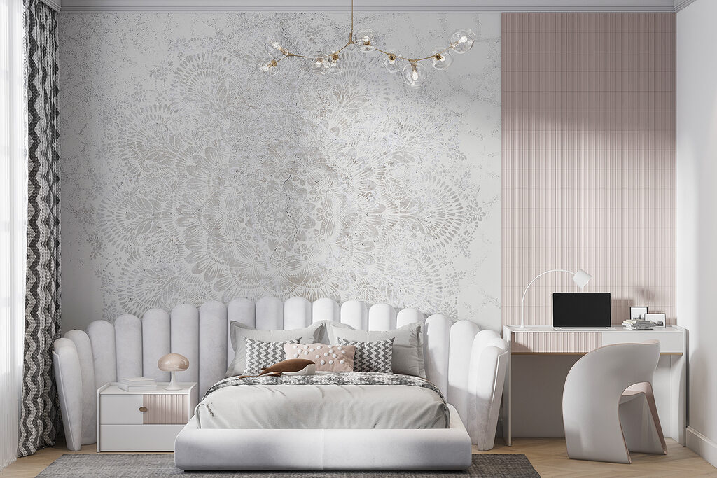 Biele kvetinové ornamenty — interiér 4