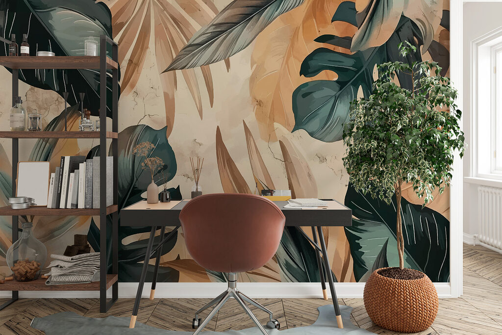 Tmavá monstera na piesku — interiér 3