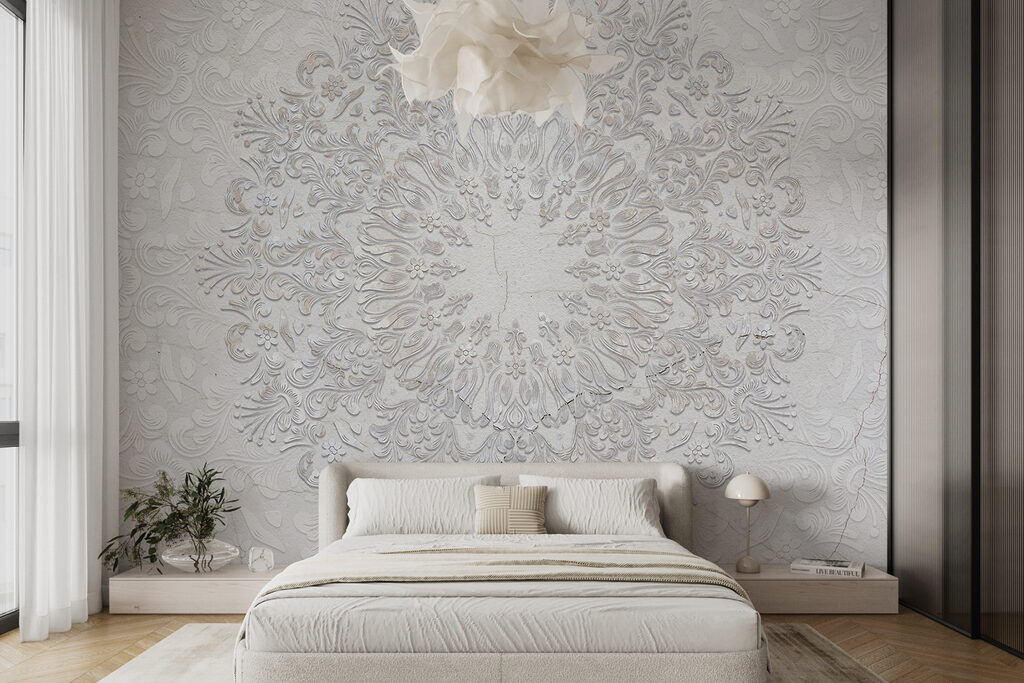 Biely kvetinový ornament — interiér 1