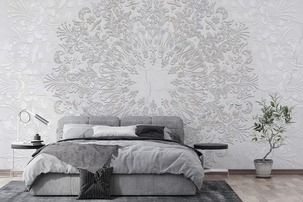 Biely kvetinový ornament — interiér 2