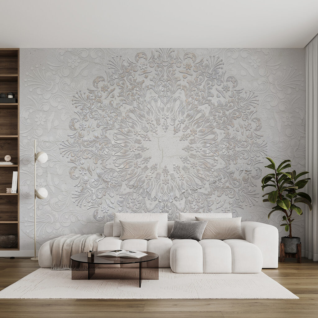 Biely kvetinový ornament — interiér 3