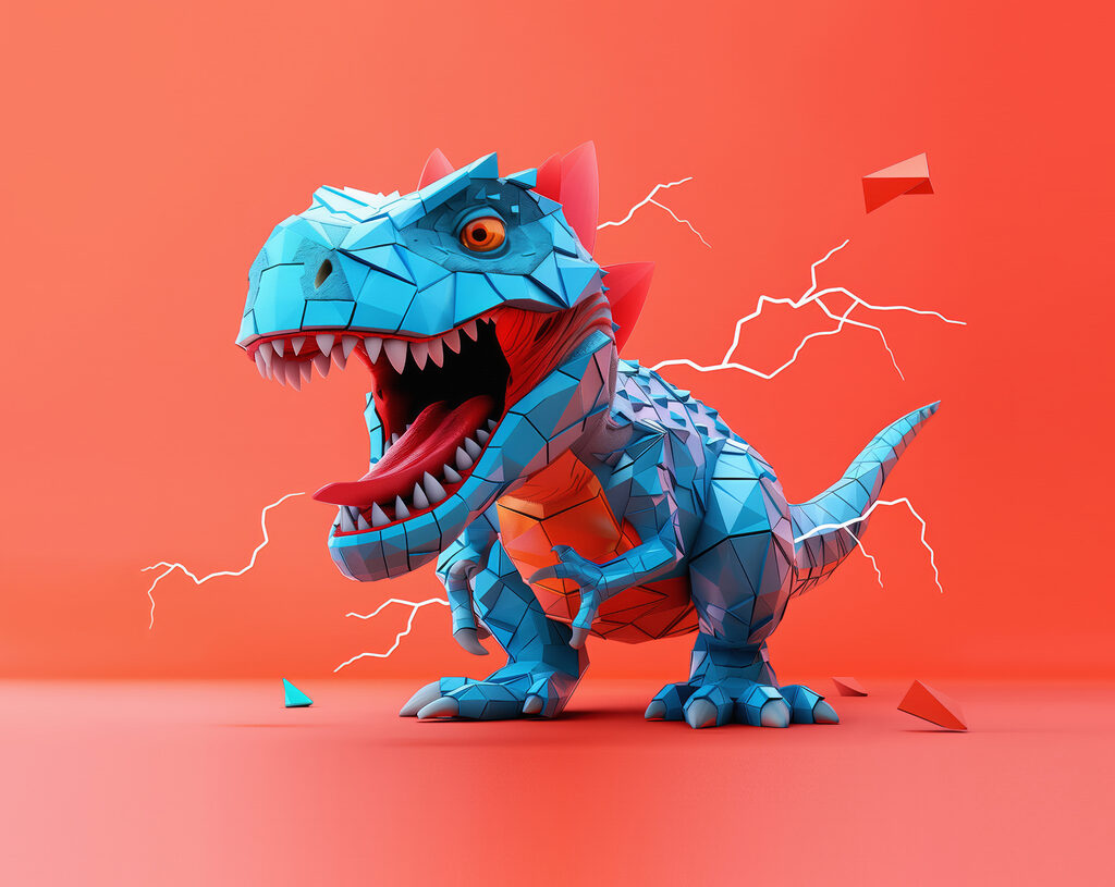 Modrý dinosaurus — celý dizajn