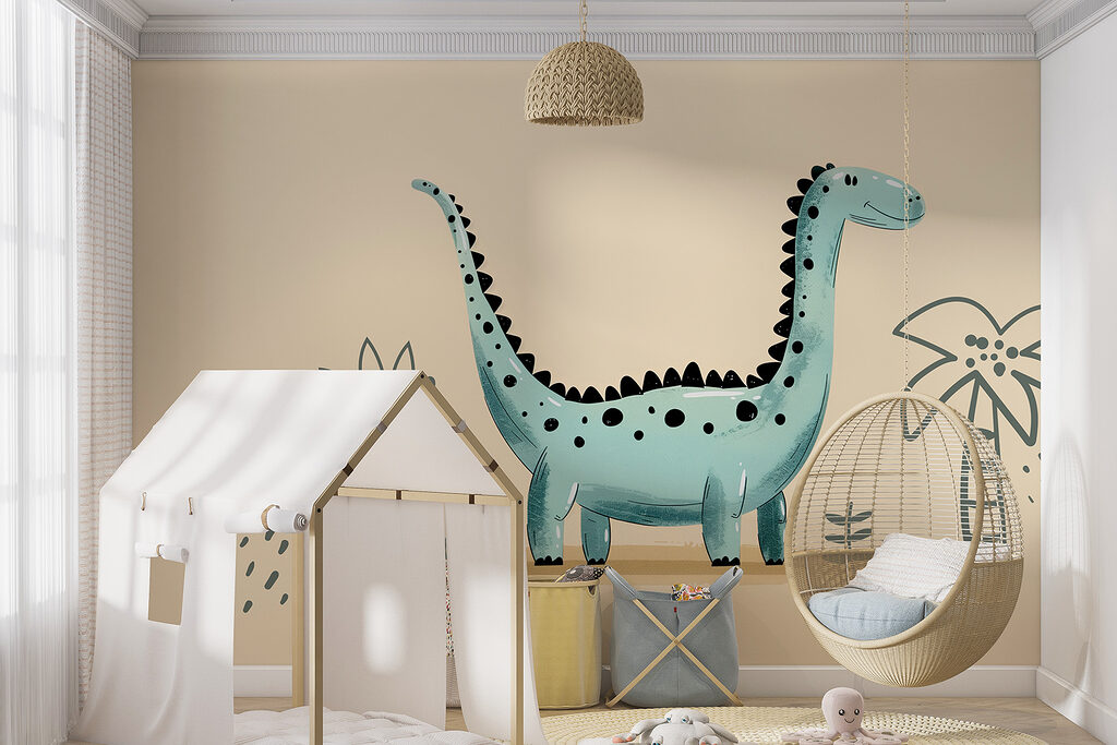 Dinosaurus s dlhým krkom v interiéri
