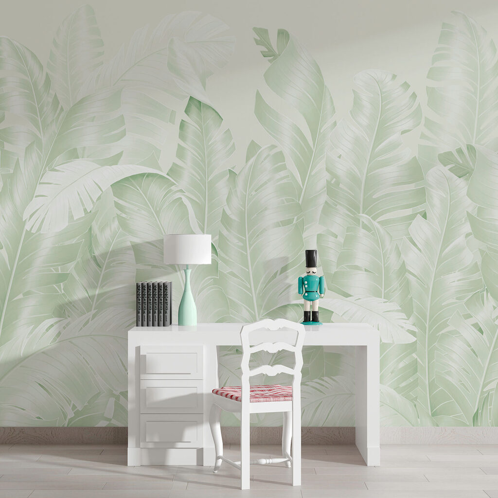 Husté biele palmové listy — interiér 3
