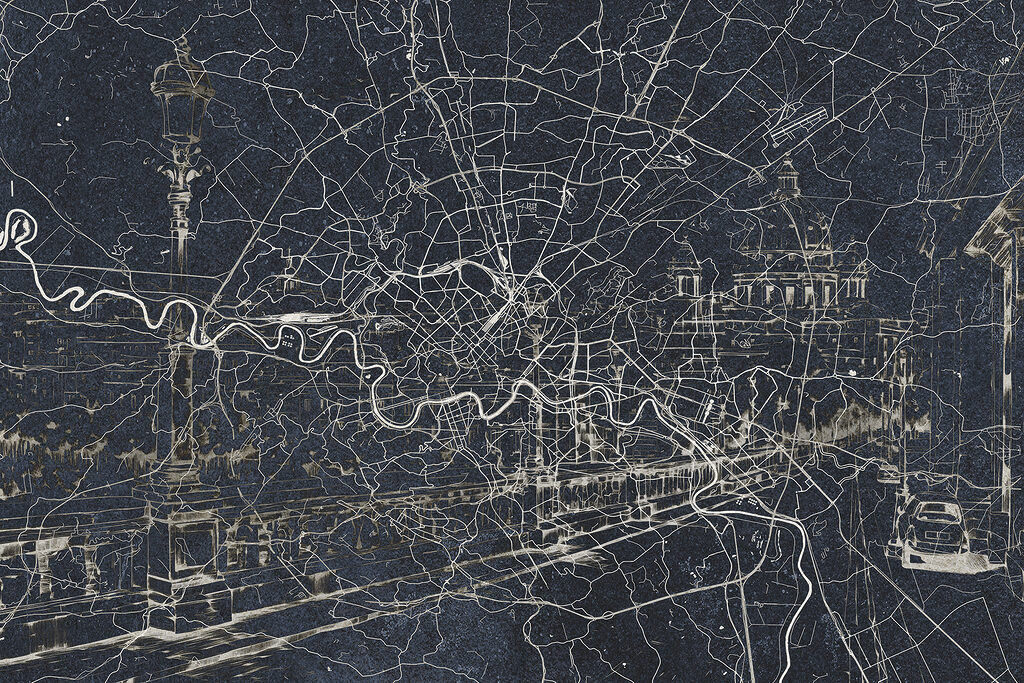 Mapa mesta s riekou — celý dizajn