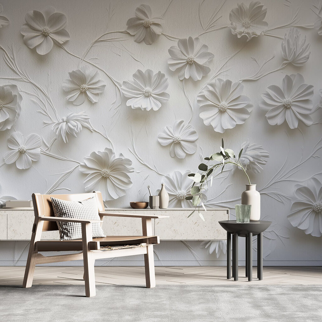 Biele kvety pozdĺž výhonkov — interiér 4