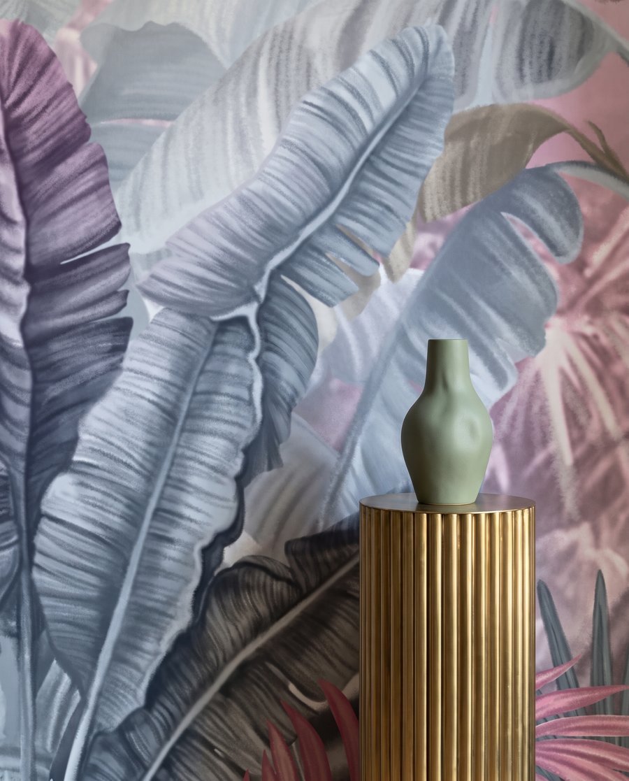 Tropické jazero v hmle — detail