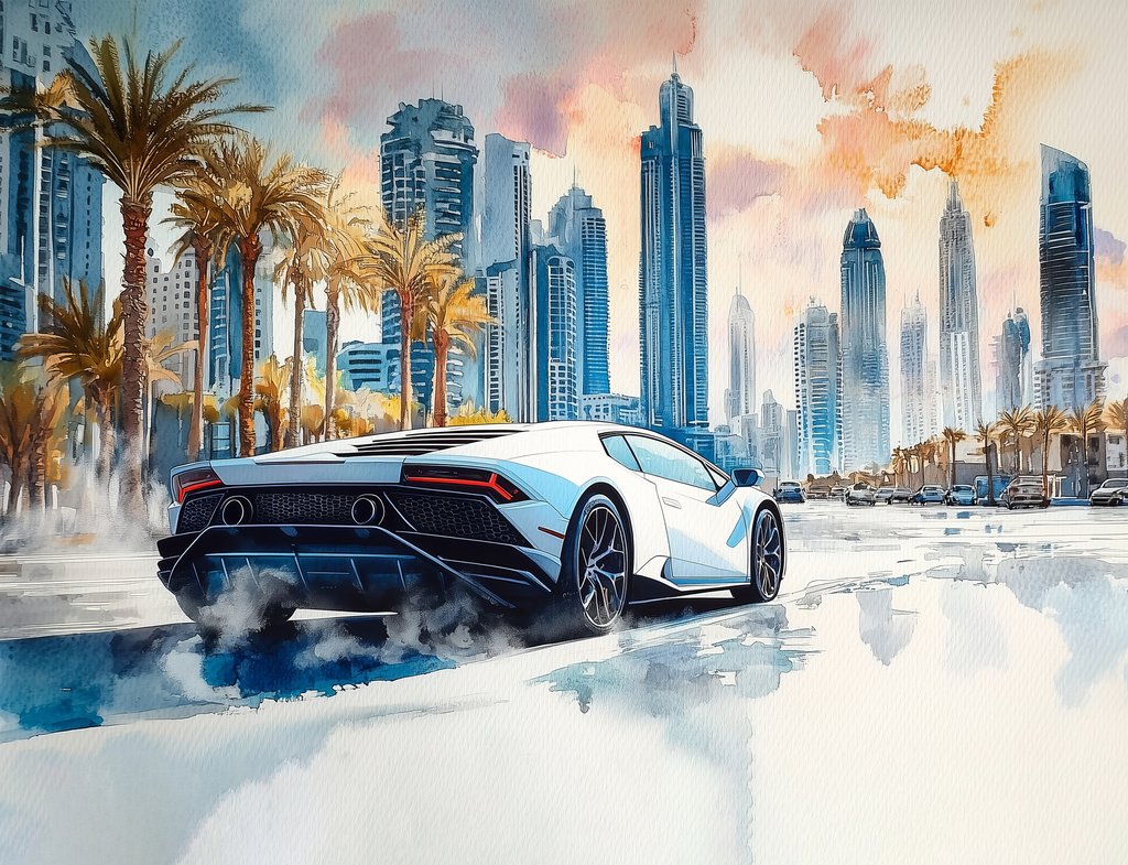 Biele športové auto — celý dizajn