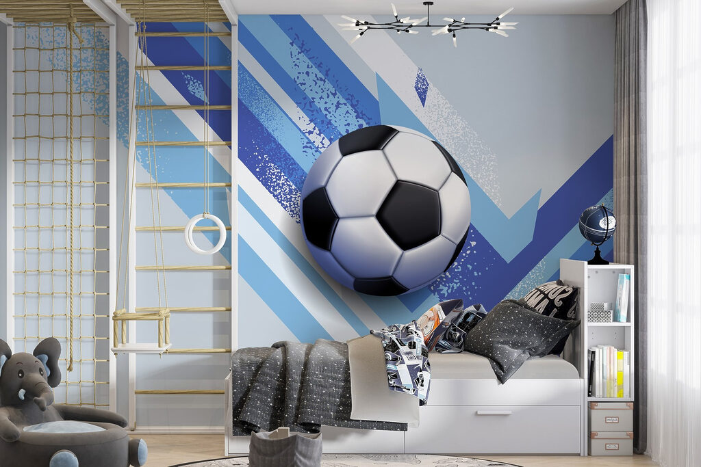 Futbalová lopta medzi pásmi v interiéri
