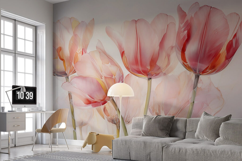 Priesvitné ružové tulipány — interiér 2