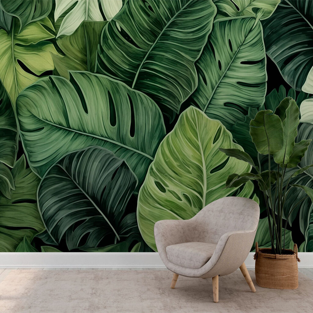 Monstera v listí — interiér 3