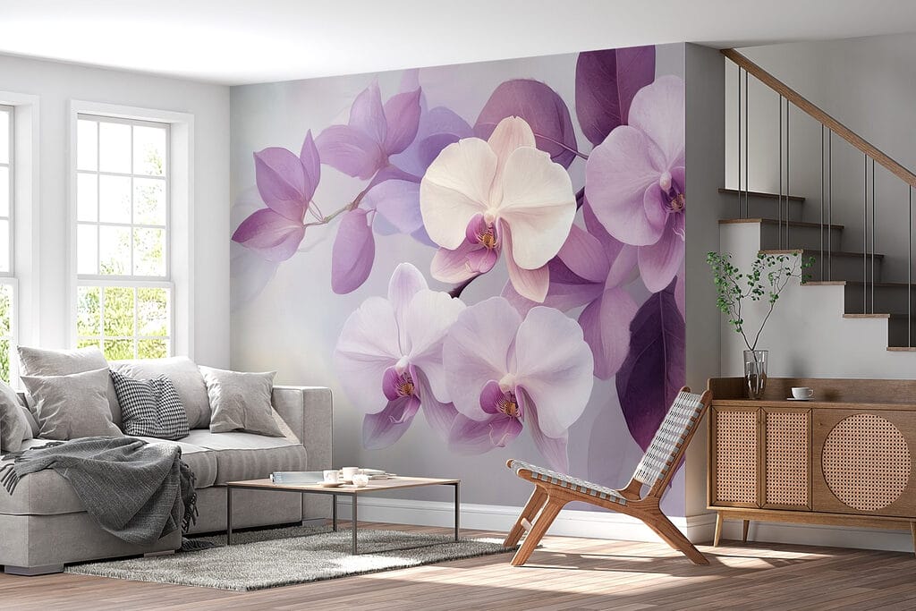 Orchidey medzi fialovými listami — interiér 5