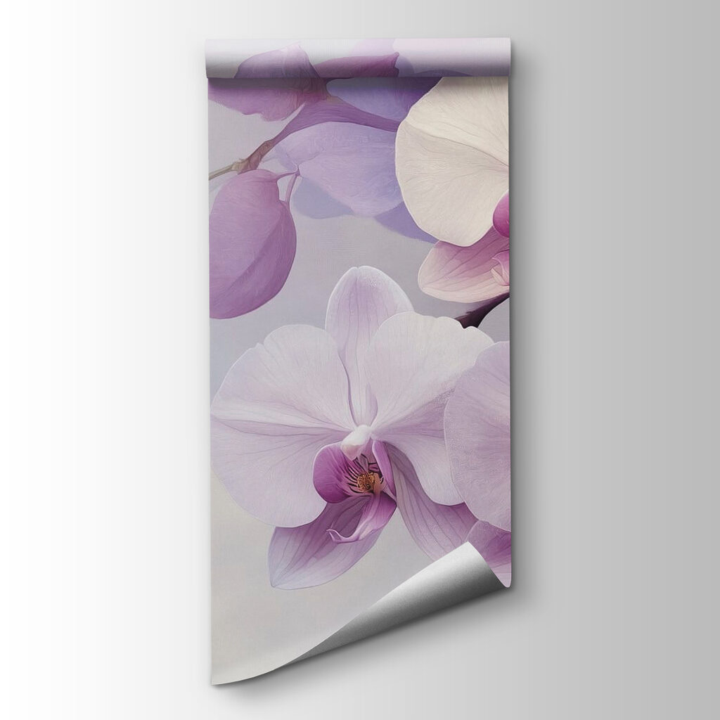 Orchidey medzi fialovými listami — pohľad na tovar