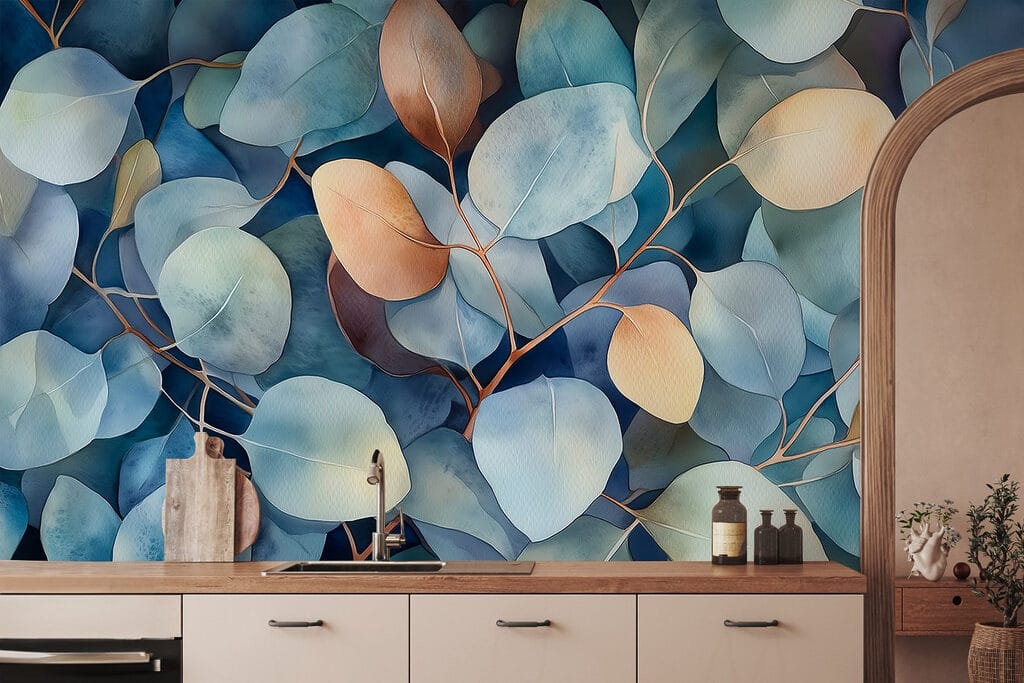 Modrozelené okrúhle listy — interiér 4