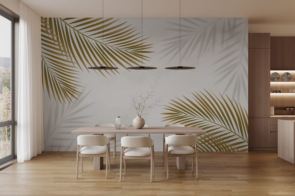 Palmové listy z rohov — interiér 1