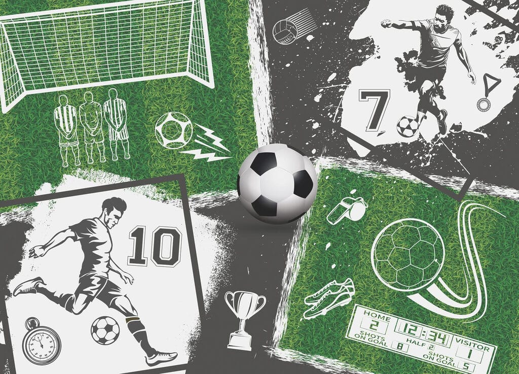 Zeleno-čierny futbalový svet — celý dizajn