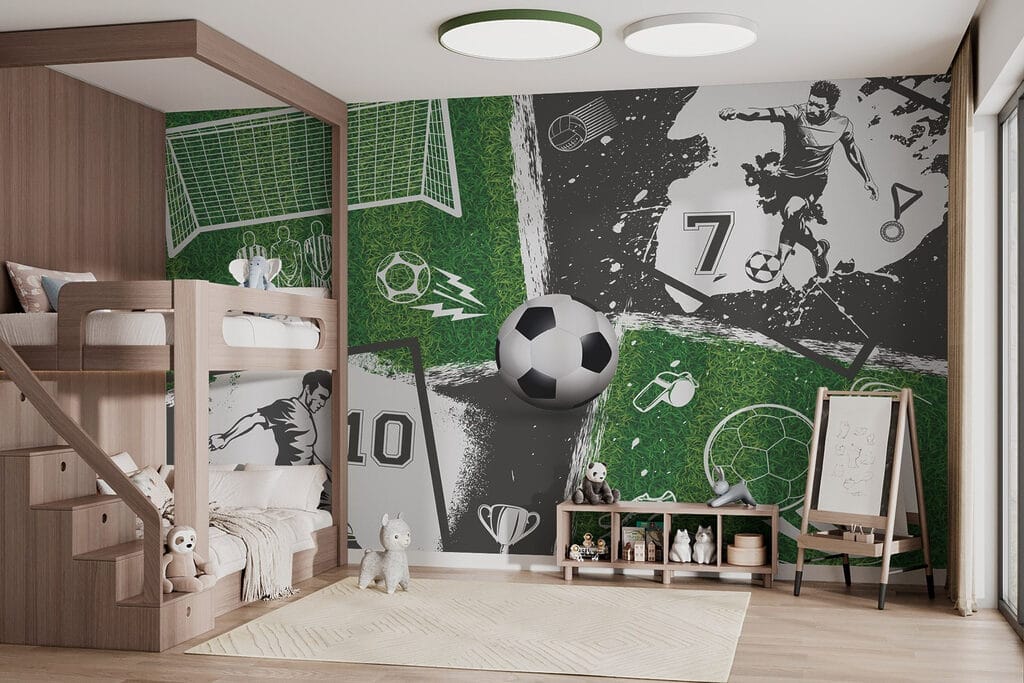 Zeleno-čierny futbalový svet — interiér 2