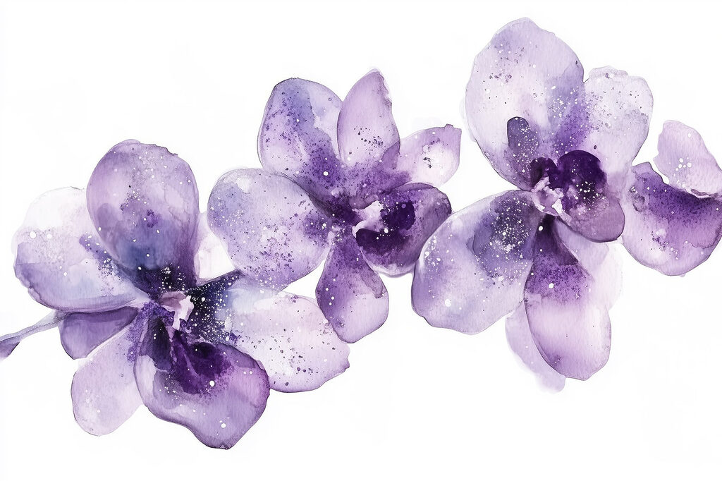 Akvarelové orchidey — celý dizajn