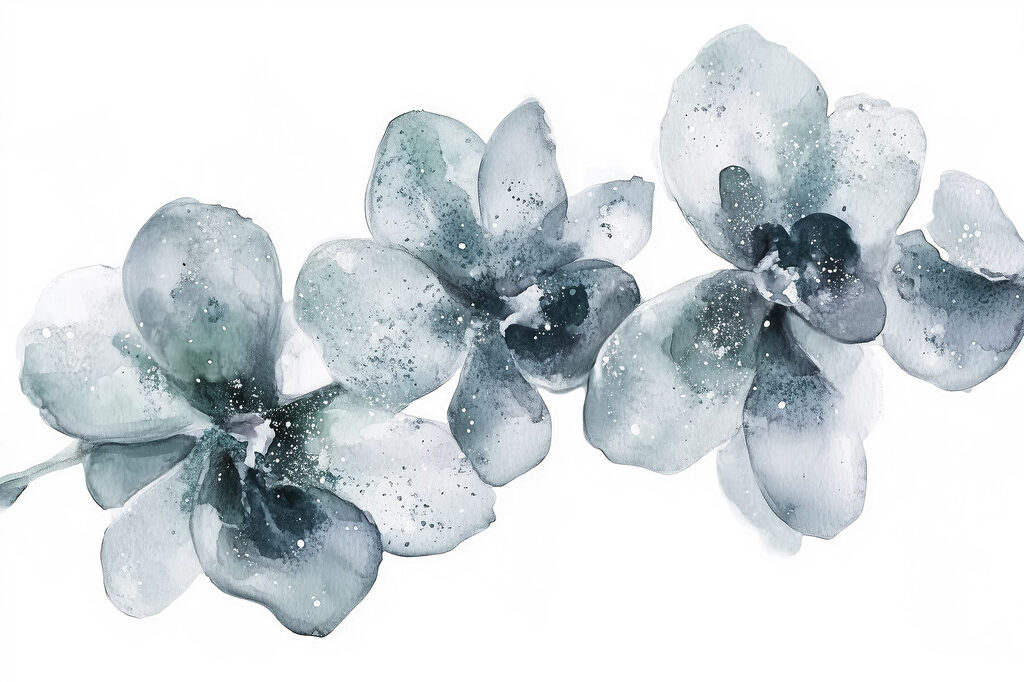 Akvarelové orchidey — celý dizajn