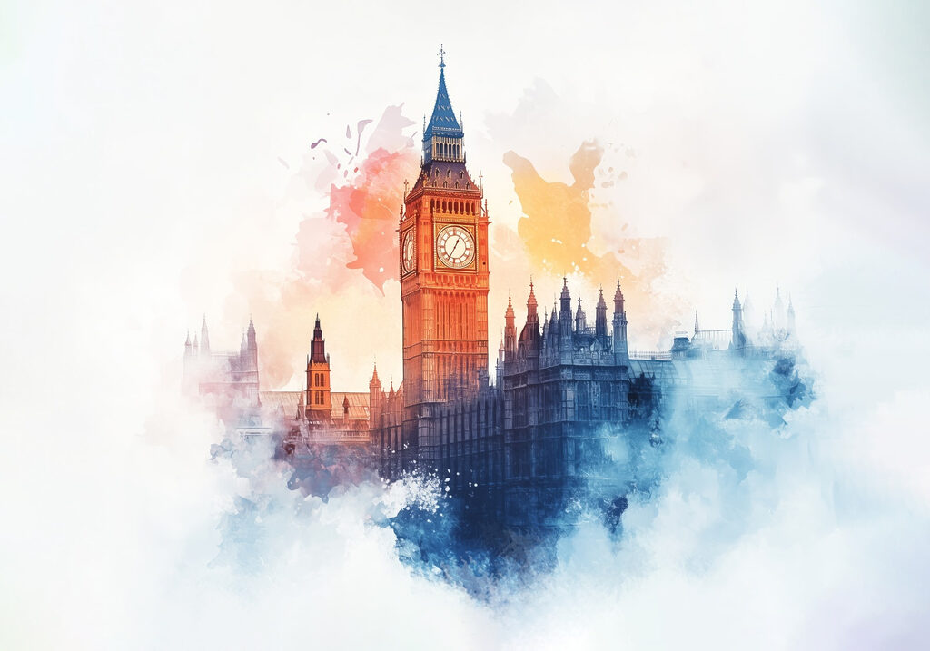 Big Ben v akvarele — celý dizajn
