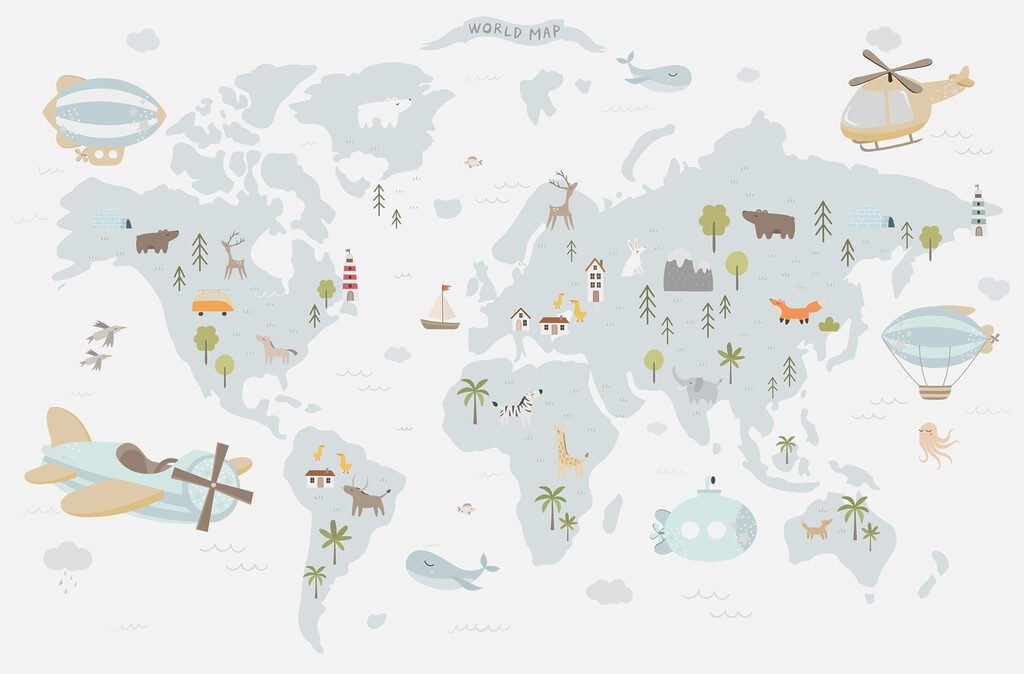 Mapa sveta s lietadlami — celý dizajn