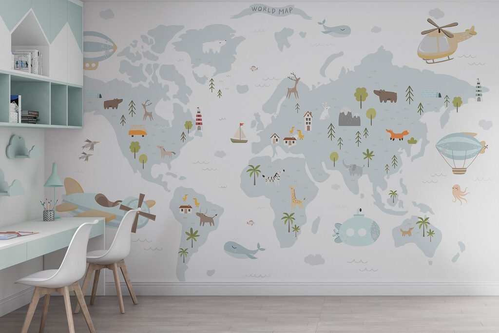 Mapa sveta s lietadlami — interiér 3