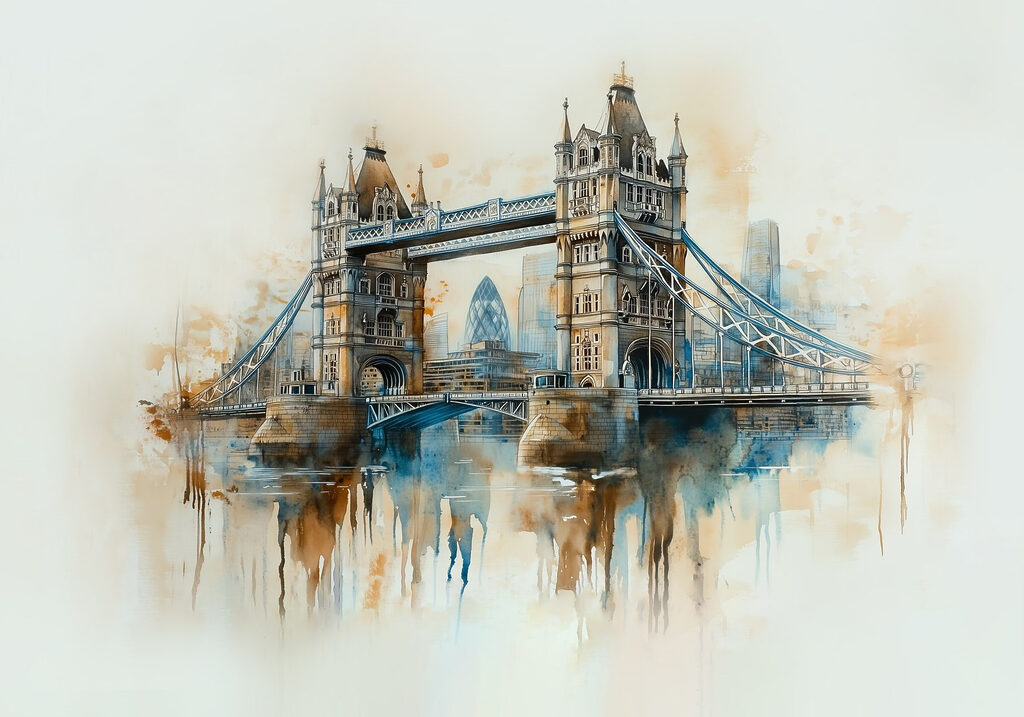 Tower Bridge v akvarele — celý dizajn