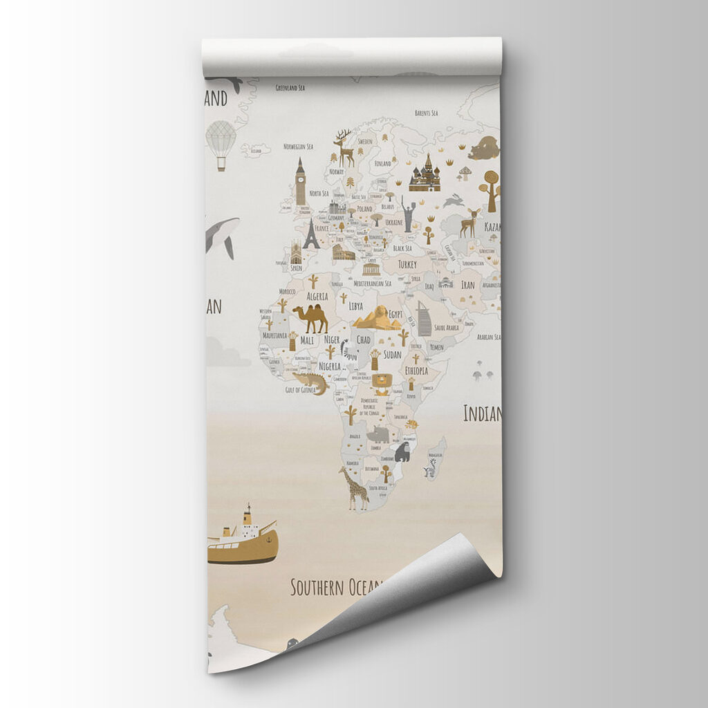 Mapa sveta so zvieratami — pohľad na tovar