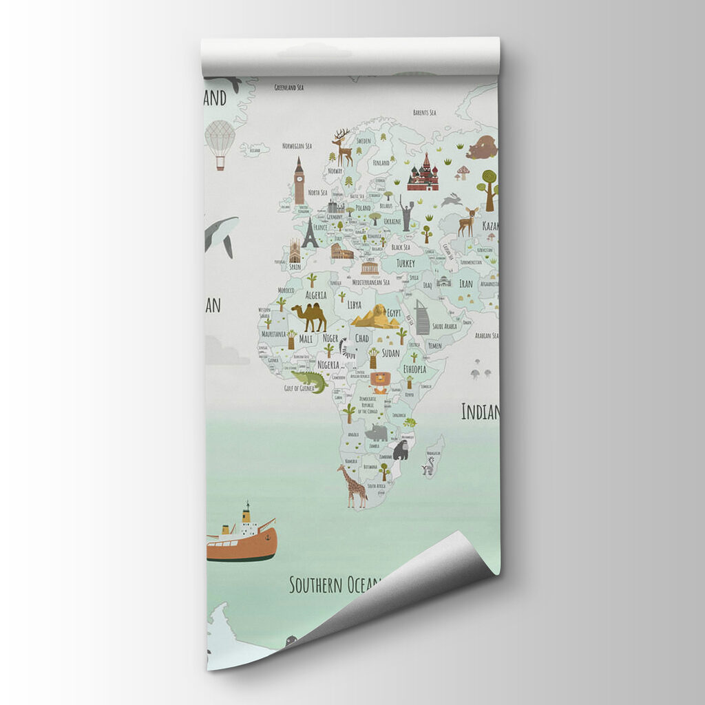 Mapa sveta so zvieratami — pohľad na tovar