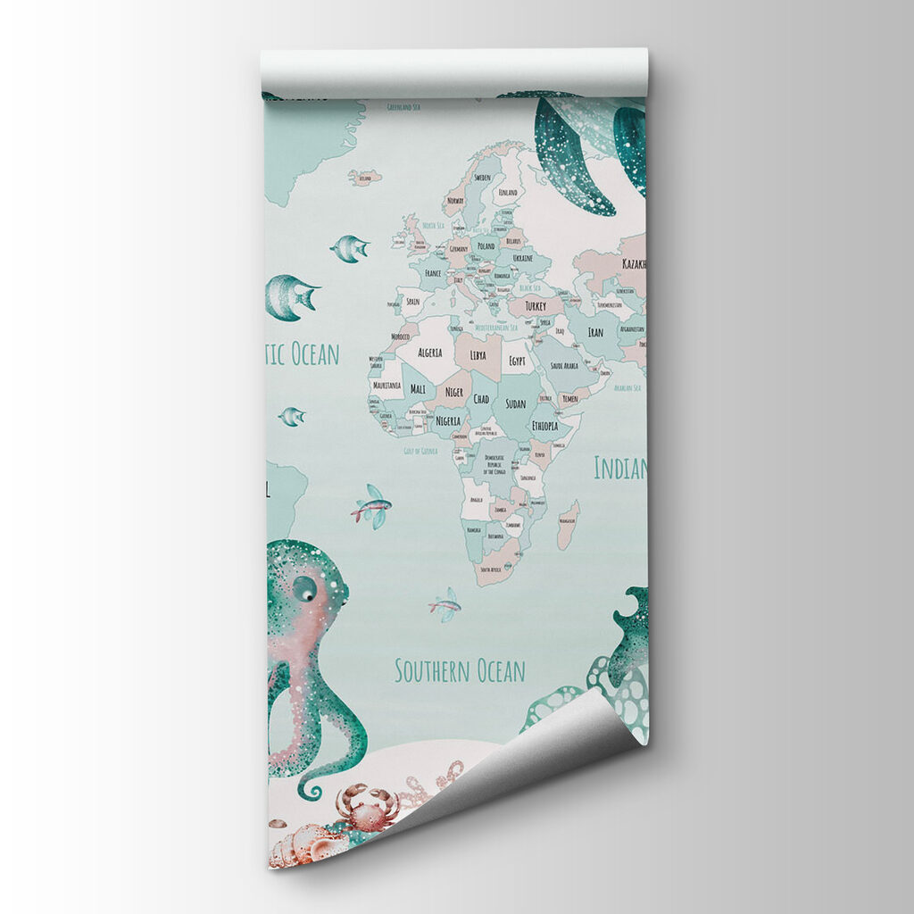 Morská mapa sveta — pohľad na tovar