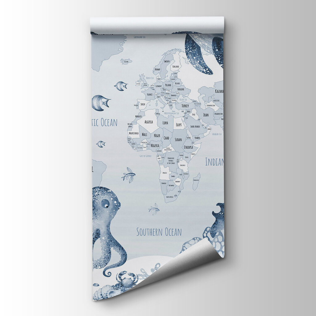 Morská mapa sveta — pohľad na tovar