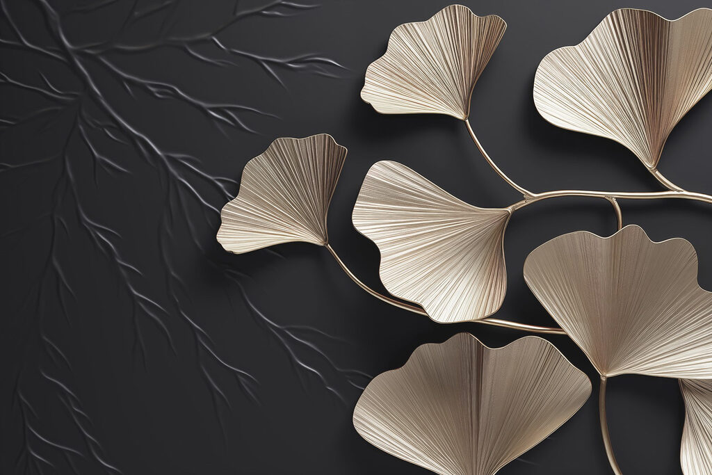 Ginkgo na čiernom — celý dizajn