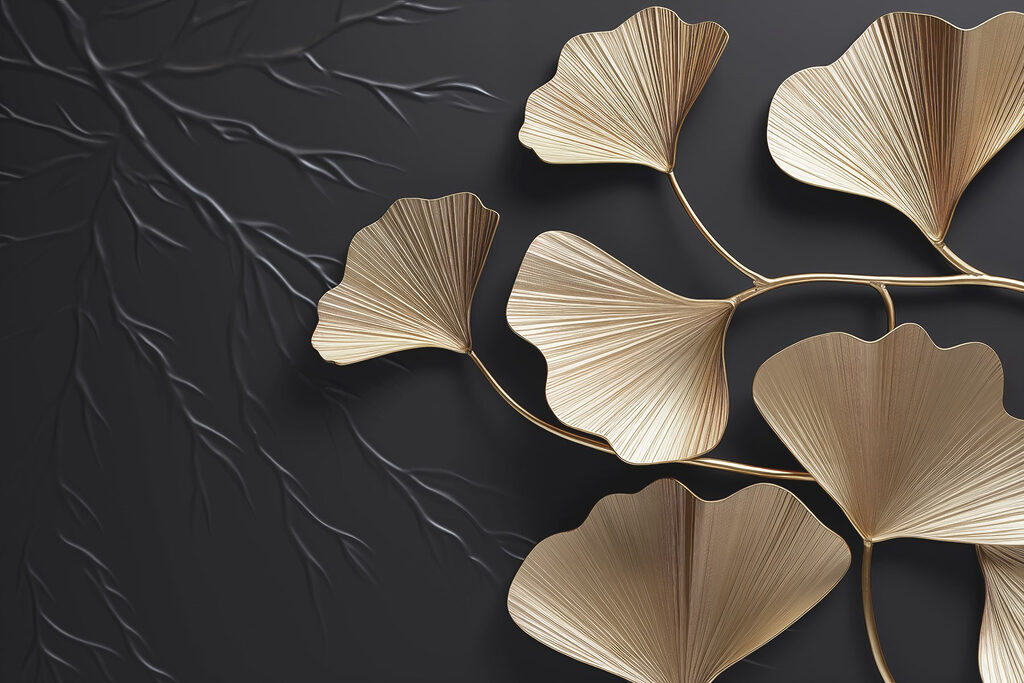 Ginkgo na čiernom — celý dizajn