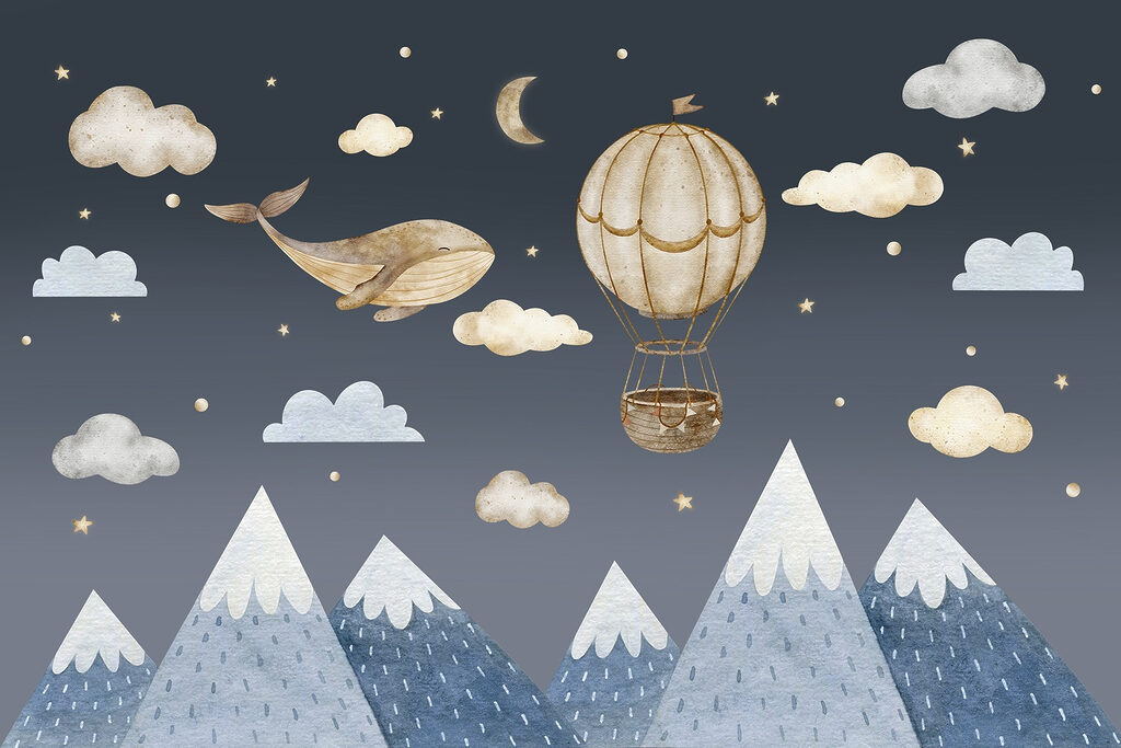 Veľryba a balón — celý dizajn
