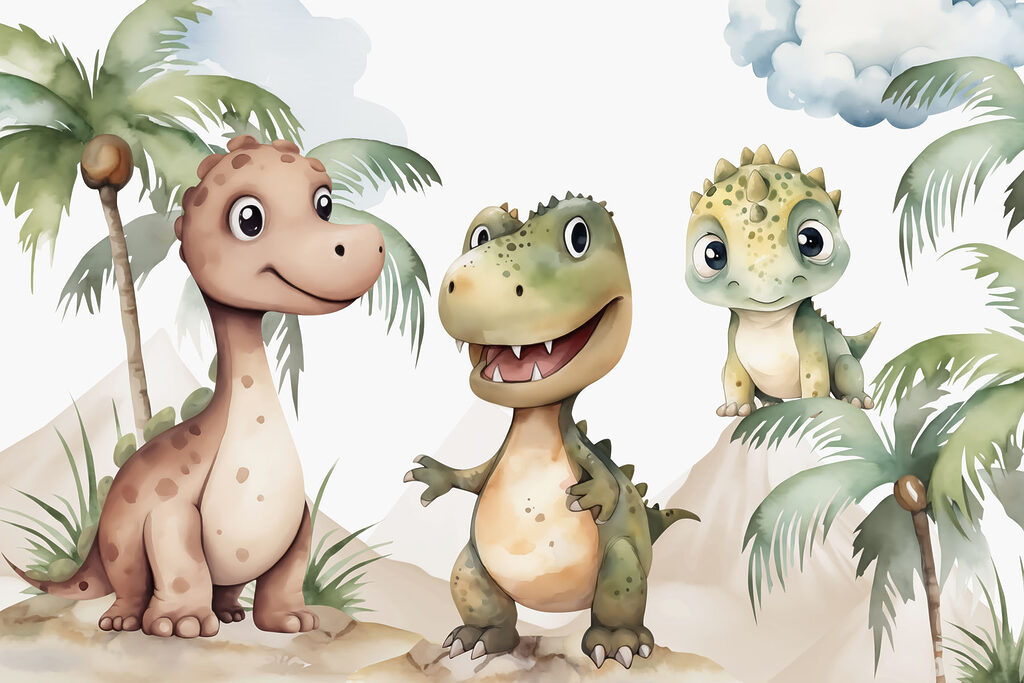 Dinosaury pod palmami — celý dizajn