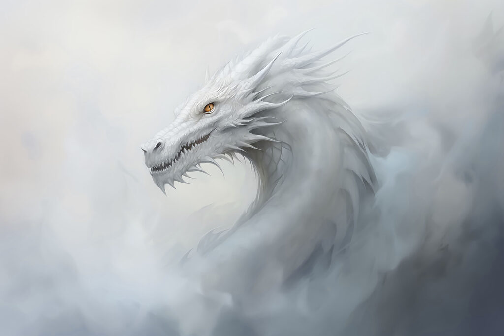 Biely drak z hmly — celý dizajn