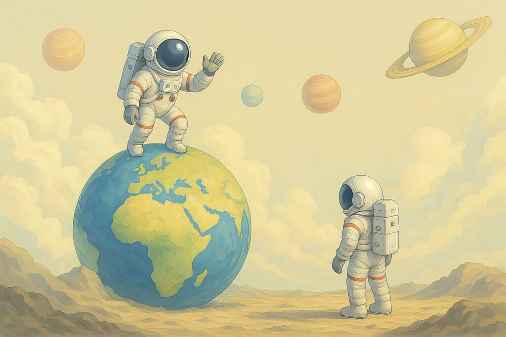 Astronauti pri Zemi — celý dizajn