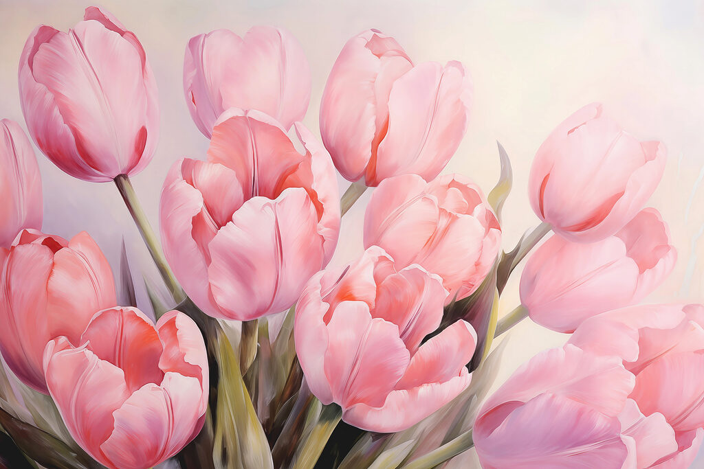 Husté ružové tulipány — celý dizajn