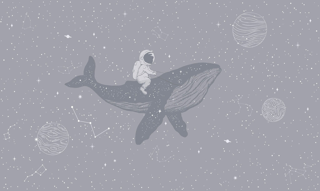 Astronaut na veľrybe — celý dizajn