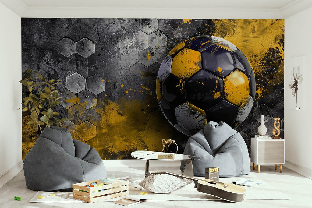 Čierna futbalová lopta — interiér 2