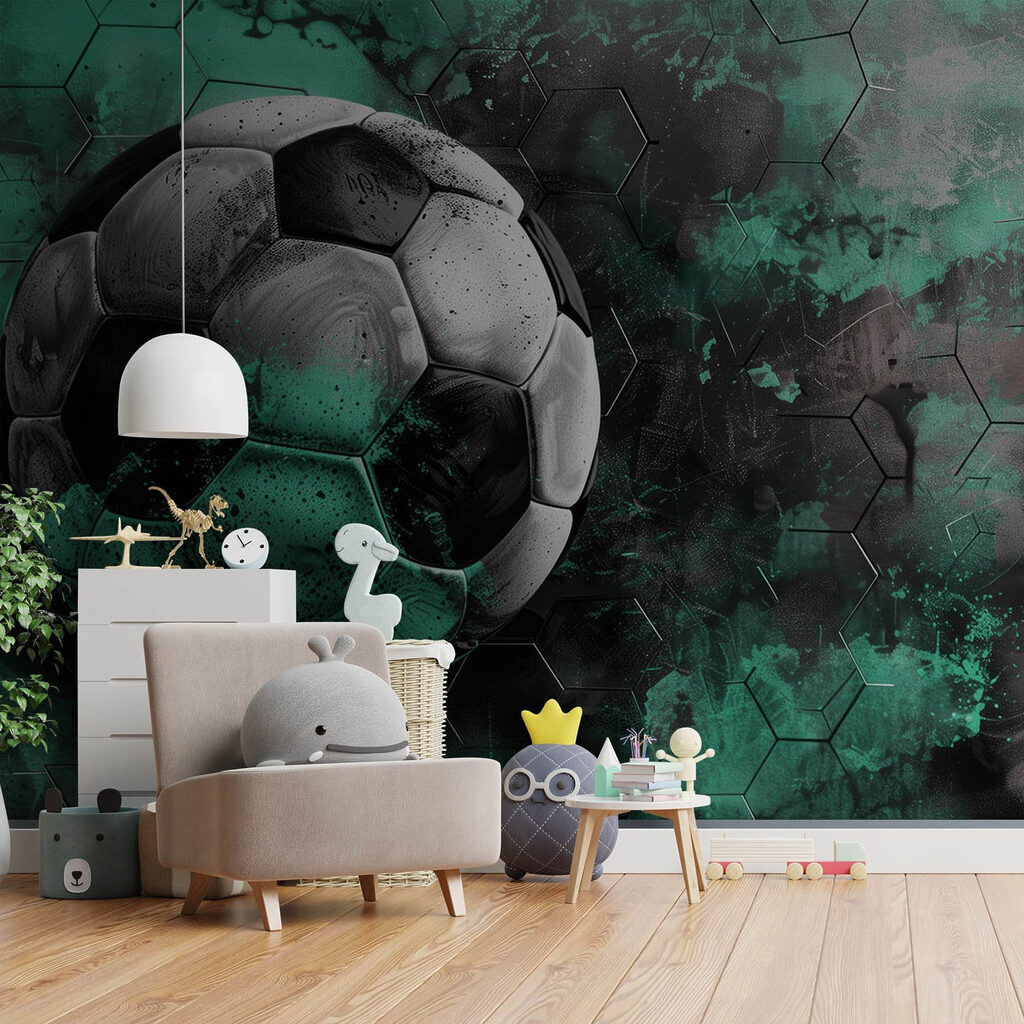 Zelená futbalová lopta — interiér 2