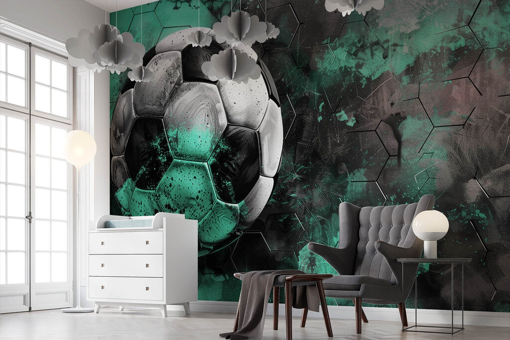 Zelená futbalová lopta — interiér 3