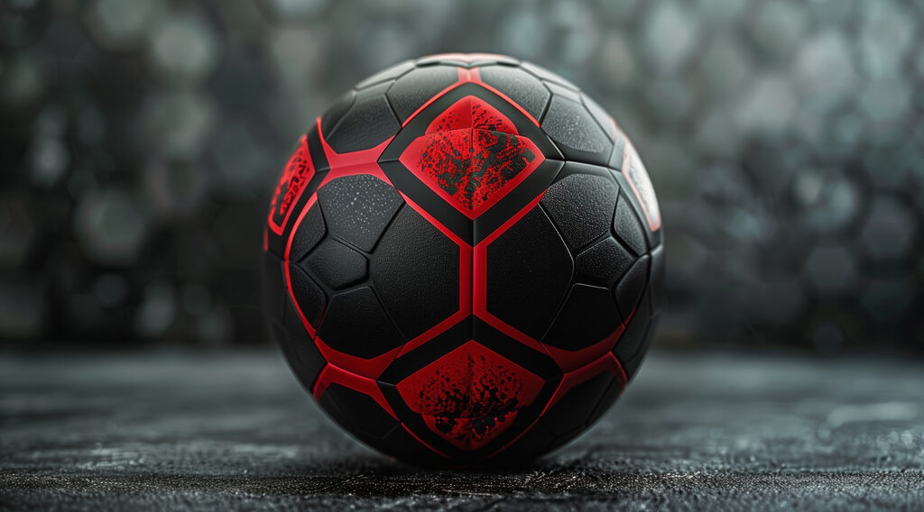Čierno-červená futbalová lopta — celý dizajn