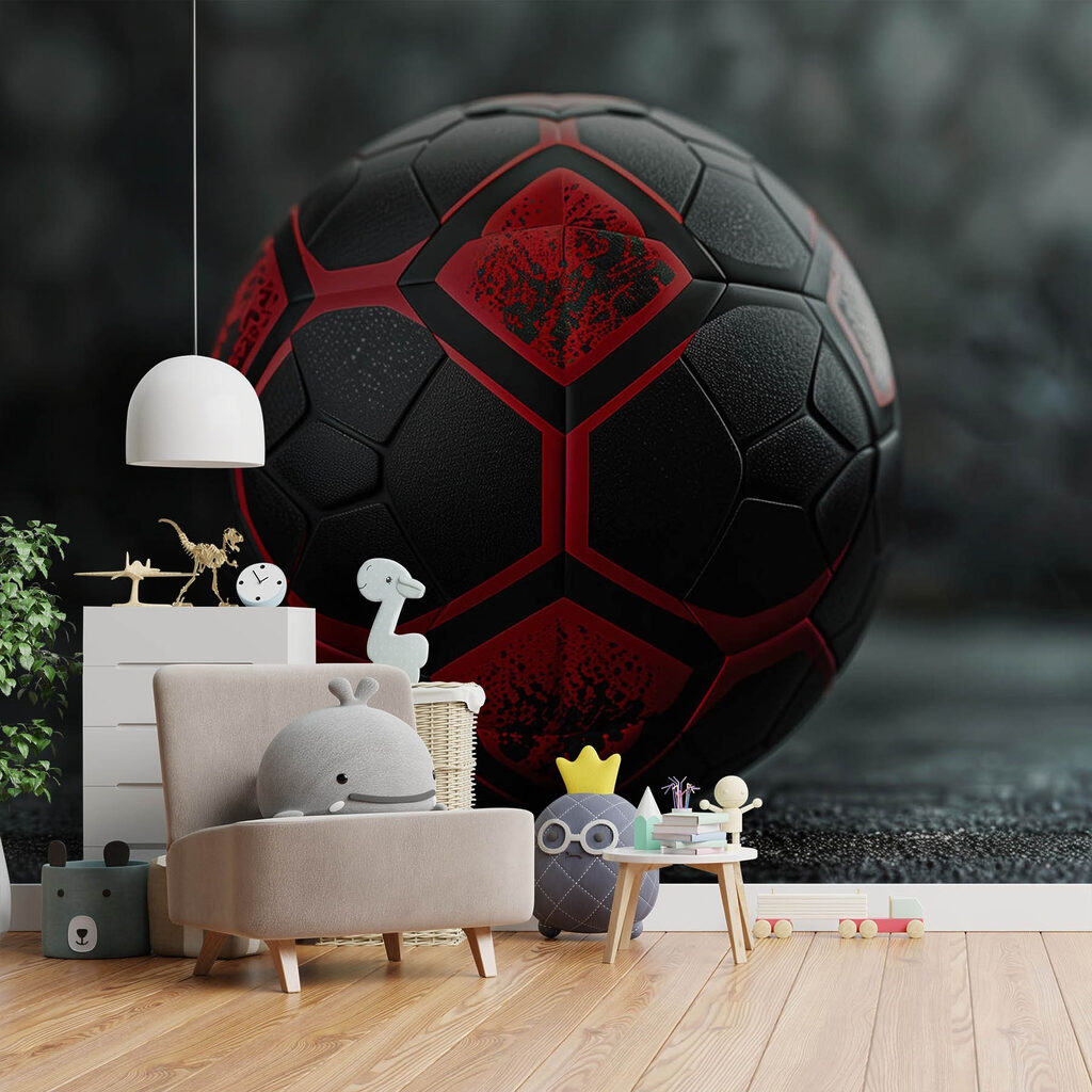 Čierno-červená futbalová lopta — interiér 3