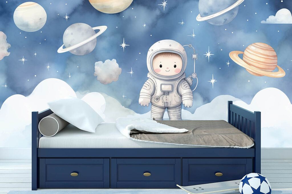 Astronaut nad bielymi oblakmi — interiér 1