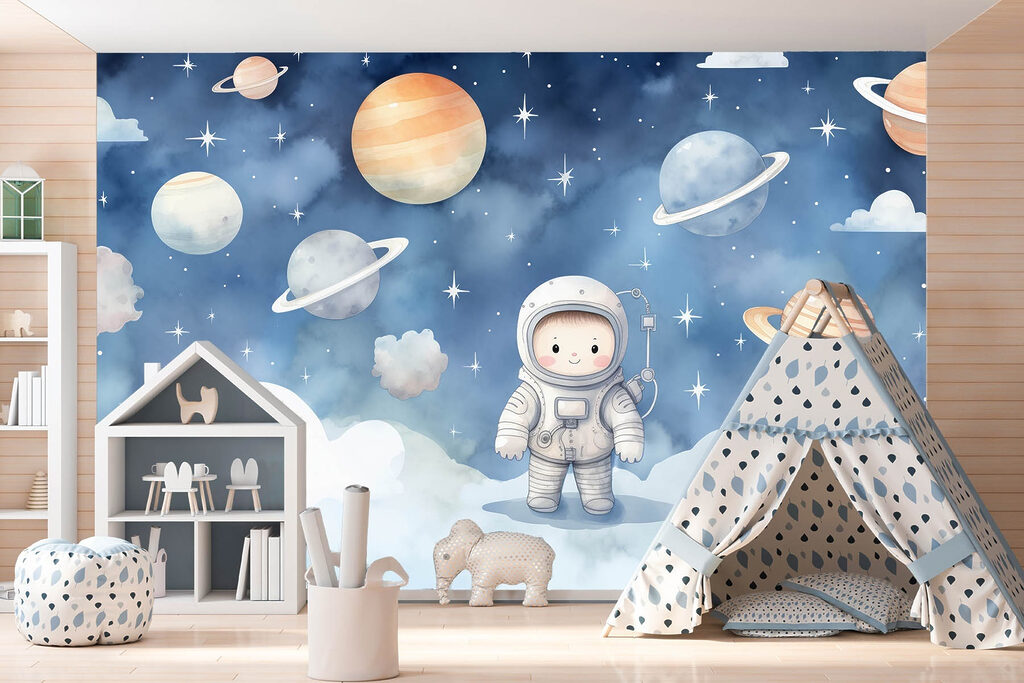 Astronaut nad bielymi oblakmi — interiér 3